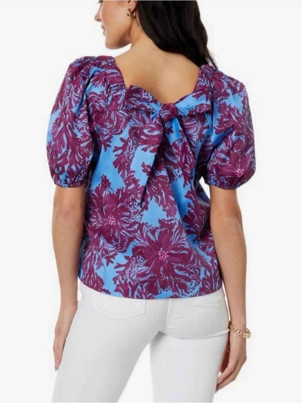 Lilly Pulitzer Torrey Short Sleeve Stretch Top with Tie Back size 8